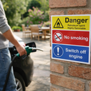 Petroleum Safety Sign – Red & White – 1mm Rigid Plastic – Indoor/Outdoor Use