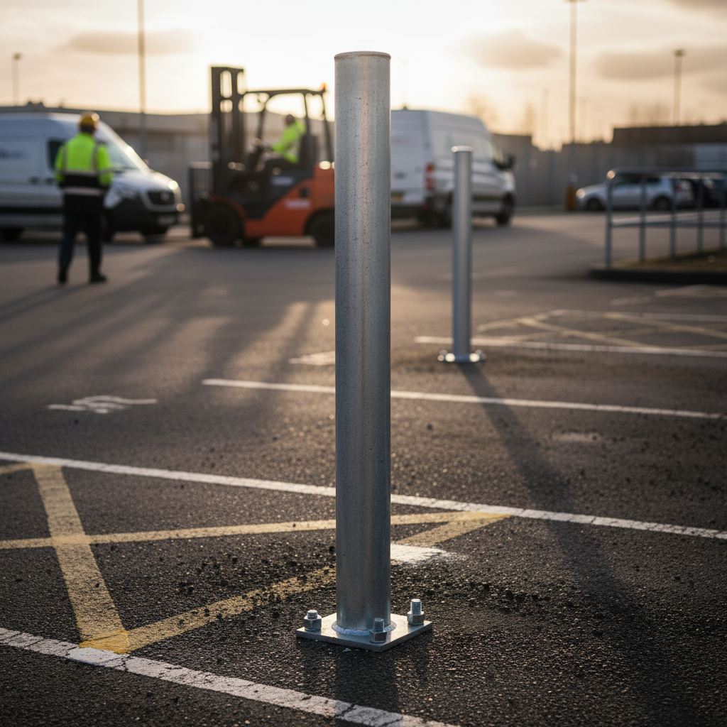 Premium Fixed Galvanized Bollard 1000mm - Heavy Duty Post with Seamles