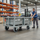 200mm Heavy Duty Fixed Plate Castor Towable with Grey Nylon Tyre