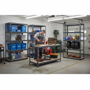 4 Heavy Duty Shelving Units - 1800mm High & 1 Professional Workbench - 1600mm Wide - Grey