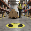 Premium Yellow Directional Arrow Floor Sign - Slip Resistant, High Visibility, Durable Adhesive for Warehouse Traffic Control