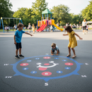 Premium Playground Marking with 12-Hour Clock and Compass Design for Educational Play