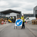 Heavy Duty Reversible Keep Left or Right Symbol Road Sign 750mm Square with Engineer Grade Retroreflective Face