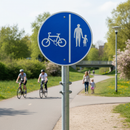 Professional Post Mounted Cyclists Keep Left Sign for Pedestrian Safety, Durable Reflective Material with R2 Reflectivity