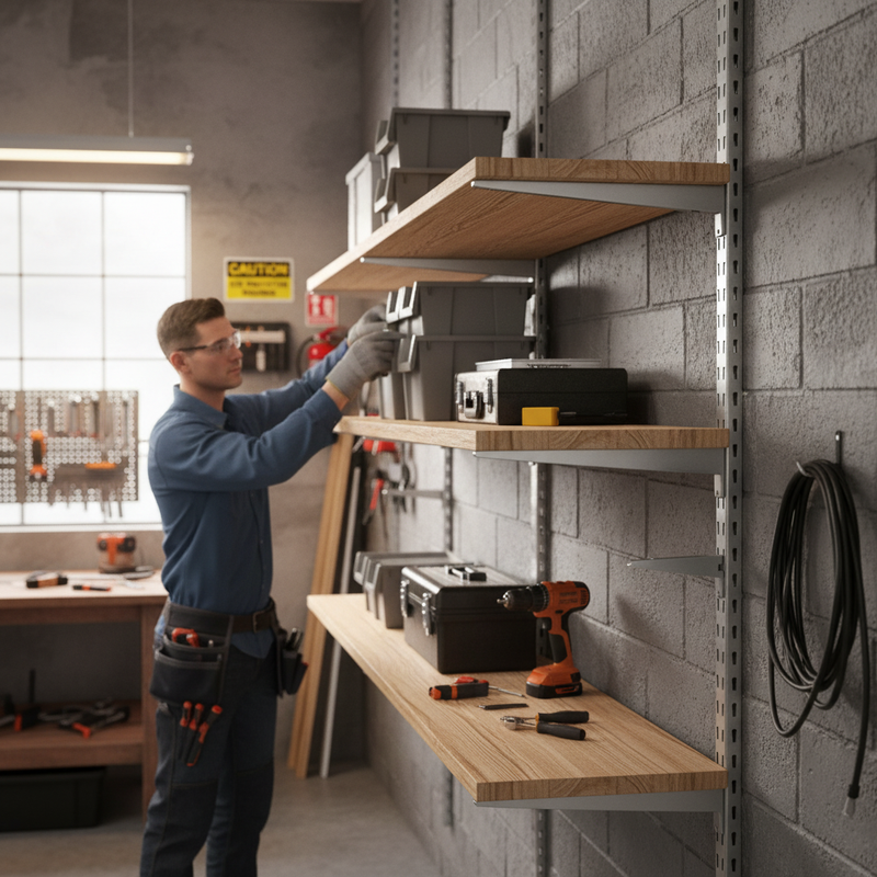 Customizable Twin Slot Wall Mounted Shelving Brackets - Silver Finish