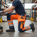 Premium High Visibility Craftsman Trousers in Stretchable Softshell with Holster Pockets for Outdoor Work in Rough Weather