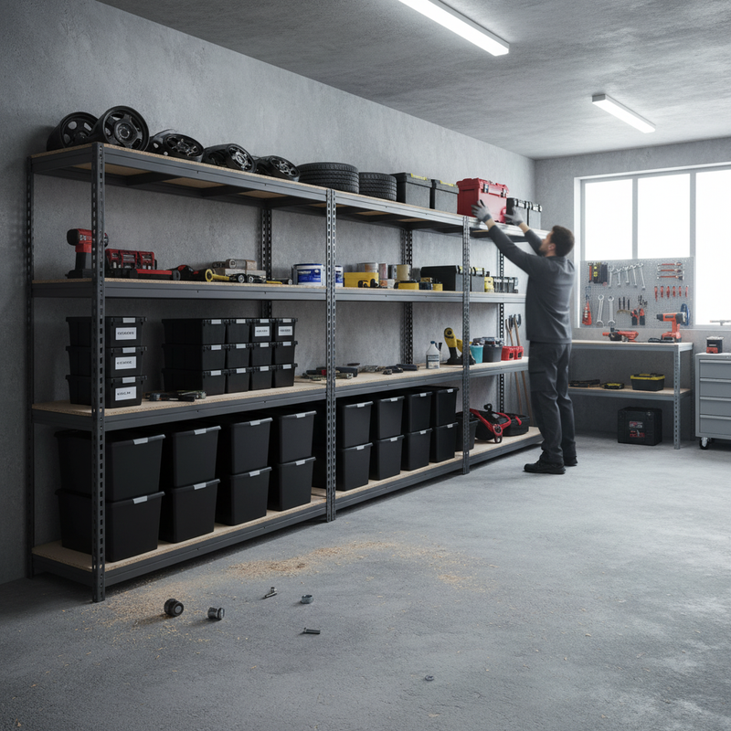 3x Premium Heavy Duty Shelving - 2200mm High - Grey with 12x 37L Storage Boxes