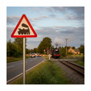 Premium Train Level Crossing Warning Sign Post Mounted - Diagram 771 for Open Railway Crossings, Available in Multiple Sizes from 450mm to 1500mm