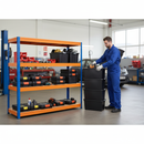 4x Heavy Duty Shelving - 1770mm High - Blue & Orange with 8x 62L Plastic Storage Boxes