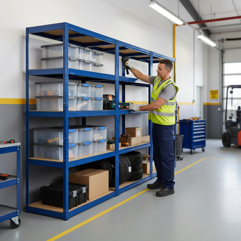 Premium Garage Shelving Units - 2130mm High - 200/280kg Capacity - Blue Finish