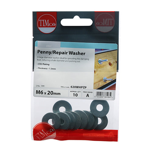 Penny / Repair Washers - Zinc - M6 x 20