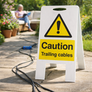 Caution Trailing Cables Sign – 300mm x 600mm – Fluted Polypropylene – Indoor/Outdoor