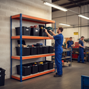 Heavy Duty Shelving Unit - 1600mm High with 8x 37L Plastic Storage Boxes