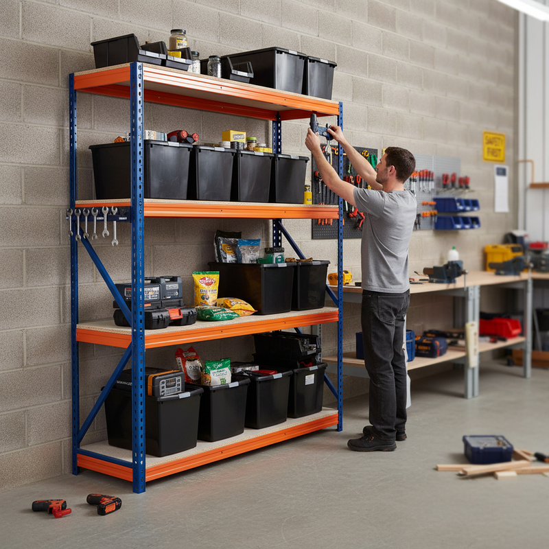 Heavy Duty Shelving Unit with 8 Durable 62L Storage Boxes - 1800mm High