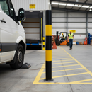 Premium High-Visibility Reflective Bollard 1000mm - Durable Galvanized Steel with Yellow Bands for Safety
