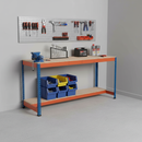 Premium Workbench - Lower Half Shelf - 915mm High - 400kg - Chipboard - Blue/Orange - Pack of 2
