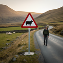 Premium Sheep Warning Sign Diagram 549 - Durable Post Mounted Design for Farm and Country Roads