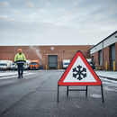 Premium Ice Symbol Road Sign - 750mm Triangular Size with Retroreflective Face for Safety