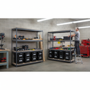 4x Premium Heavy Duty Shelving - 2200mm High - Grey with 12x 62L Storage Boxes