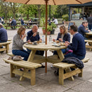 Round 8-Seater Picnic Table, Pressure-Treated Spruce Wood