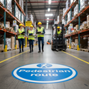 Premium Pedestrian Route Floor Sign - Self-Adhesive, Slip Resistant, High Visibility - 430mm Diameter for Safety in Warehouses and Factories