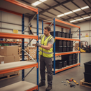 2x Heavy Duty Shelving - 1800mm High - Blue & Orange with 8x 37L Plastic Storage Boxes