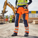 Professional Hi-Vis Orange/Navy Blue Women's Softshell Trousers with Holster Pockets and CORDURA® Reinforcement