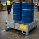 Steel Spill Pallets – 2 Drum – Galvanised Steel, 214L Sump – Industrial Use