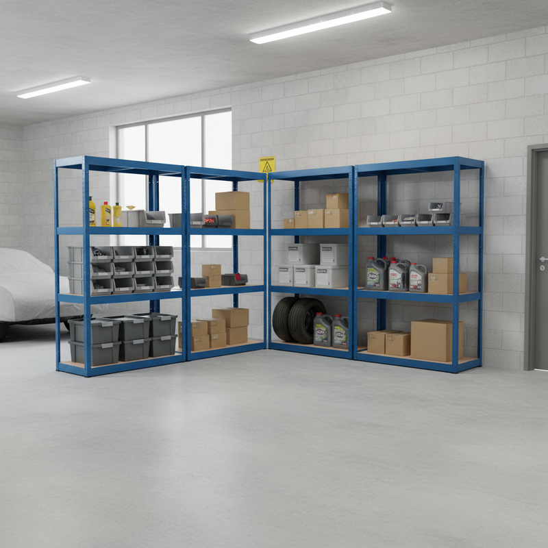 Premium Garage Shelving - 1600mm High - 200/280kg Load Capacity - Blue