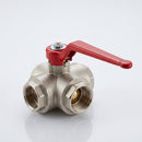 1/4in BSP Female 3-Way L Port Ball Valve, 40 Bar (view 2)