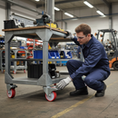 80mm Braked Swivel Bolt Hole Castor with Red Poly and Nylon Centre