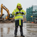 Premium High-Visibility Rain Jacket with Waterproof Design, Adjustable Features and EN Certified Protection for Work Assignments