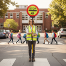Professional Collapsible Stop Children Crossing Sign with Ergonomic Handle and High-Quality Reflective Face