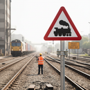 Premium Train Level Crossing Warning Sign Post Mounted - Diagram 771 for Open Railway Crossings, Available in Multiple Sizes from 450mm to 1500mm