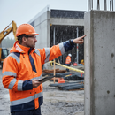 Premium Hi-Vis Orange/Navy Blue Rain Jacket with Extended Back, Windproof and Waterproof for Enhanced Workplace Visibility