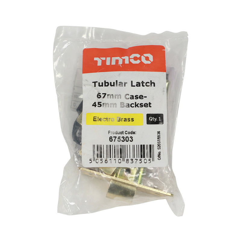 Tubular Latch - Electro Brass - 67 case / 45 backset
