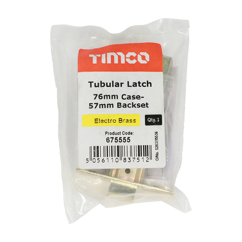 Tubular Latch - Electro Brass - 76 case / 57 backset