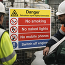 Danger Petroleum Spirit Highly Flammable - No Smoking/Switch Off Engine Etc Signs