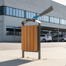 Premium 50L Litter Bin with Steel and Light Oak Stained Hardwood for Indoor and Outdoor Use