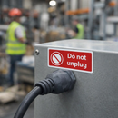 Do Not Unplug Labels – 40mm x 18mm – Self Adhesive Vinyl – Indoor Use