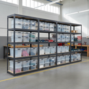 3x Heavy Duty Shelving Units - 1800mm High - Grey with 20x 37L Plastic Storage Boxes