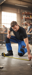 Premium Heavy Duty Stretch Slim Fit Work Trousers with Holster Pockets - True Blue / Black for Maximum Flexibility and Durability