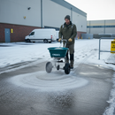 Premium Push-Along Stainless Steel Grit Spreader with 53kg Capacity and Pneumatic Wheels for All-Weather Use