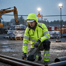 Premium Hi Vis Yellow Waterproof Shell Jacket - Breathable, Windproof, and Adjustable Hood for Outdoor Safety