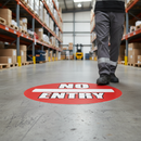 Premium No Entry Floor Sign - Slip Resistant Vinyl with High Adhesive Strength for Safety in Warehouses - 430mm Diameter