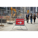 Premium Portable Roll Up Pedestrian Right Road Sign - Durable PVC & Galvanised Steel Construction for Worksite Safety