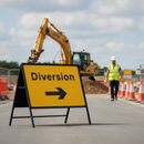 Premium Diversion Right Road Sign 1050x750mm - Chapter 8 Compliant with Retroreflective Face