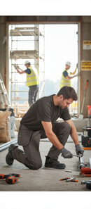 Premium Heavy Duty Work Trousers with Knee Pad Pockets and Water-Repellent Fabric for Mechanics and Engineers