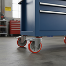 200mm Heavy Duty Braked Swivel Plate Castor with Red Polyurethane