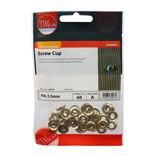 Screw Cups - Electro Brass - To fit 6 Gauge Screws